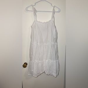 white, bell-shaped, knee high dress